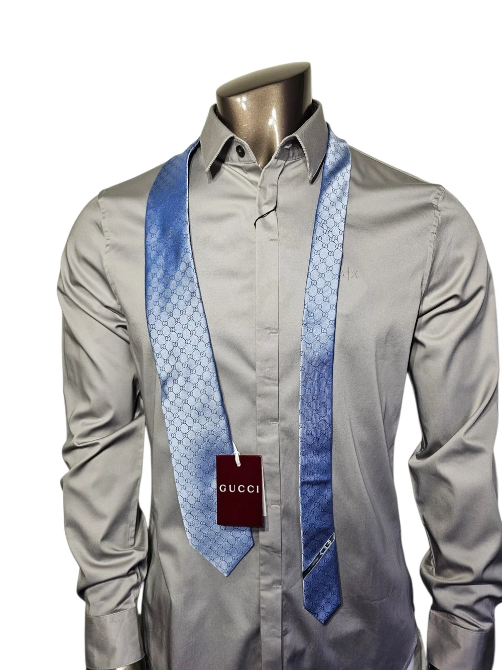 Gucci Light Blue Micro GG Silk Tie